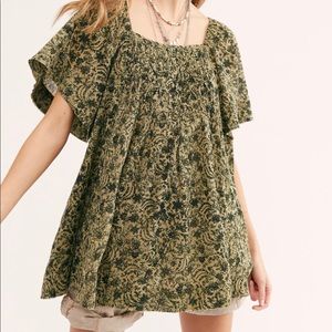 Free People Wildest Dreams Printed Tunic in Green